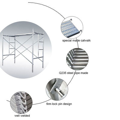 Powder Coated Q355 Steel  5'W X 6' 4''T X 7'L Mason Frame Scaffold Set For Construction